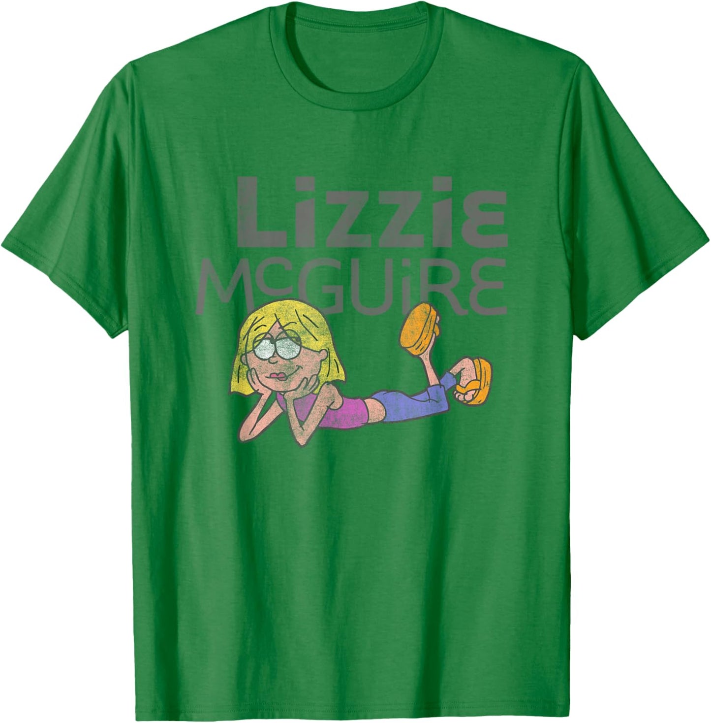 Disney Lizzy McGuire Iconic Toon Distressed Big Chest Logo T-Shirt - T-Shirt | Irish Green