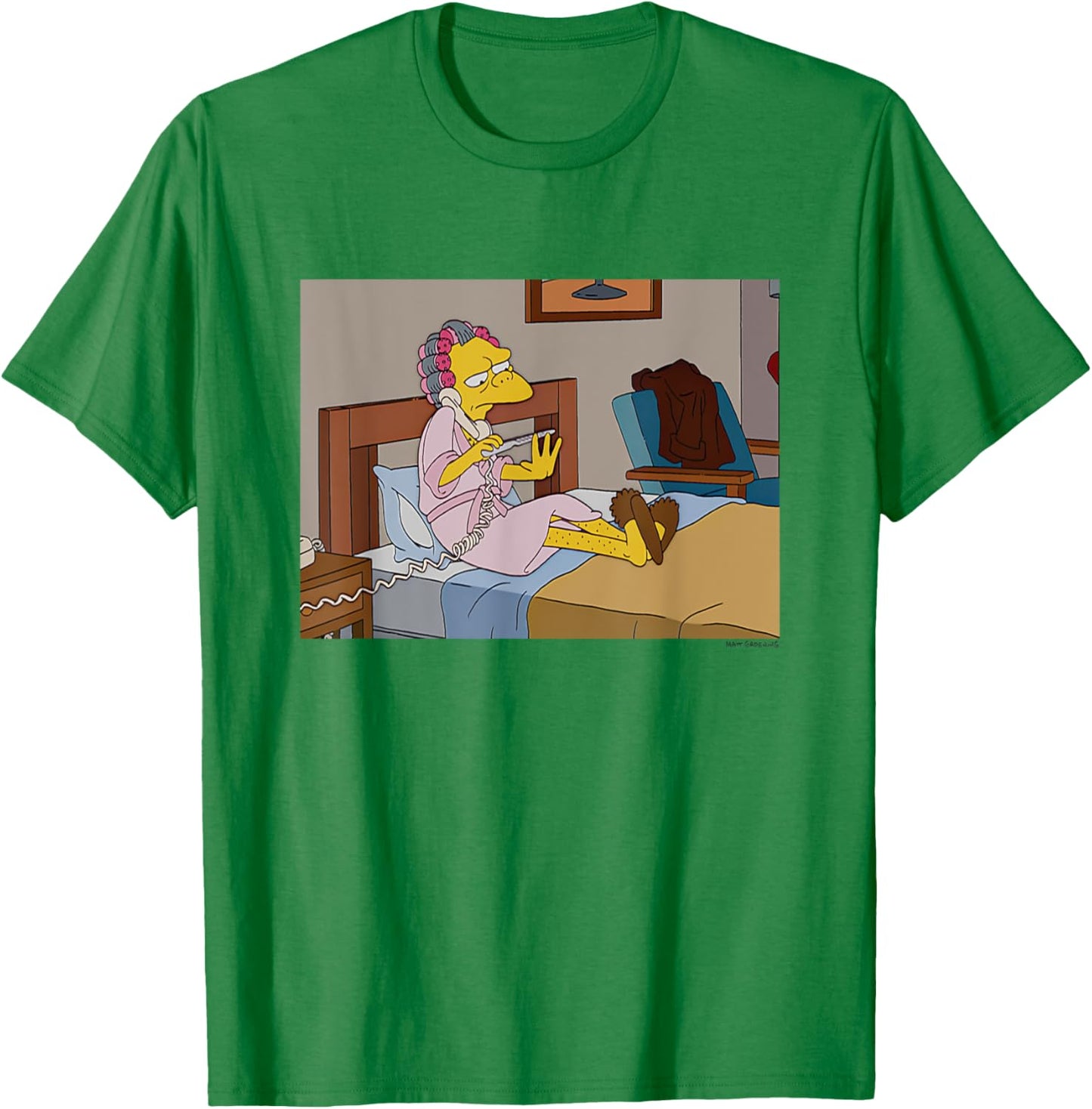 The Simpsons Moe Gossiping Phone Call Big Chest Poster T-Shirt - T-Shirt | Irish Green