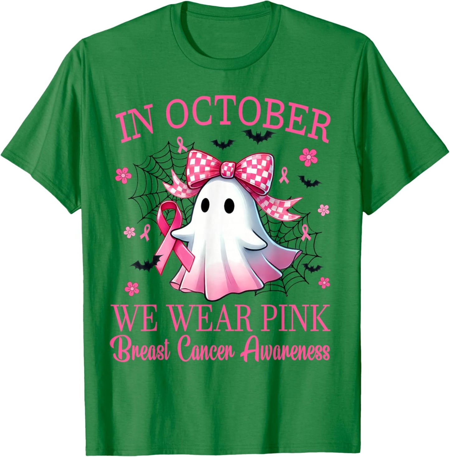 In October We Wear Pink Breast Cancer Awareness T-Shirt - T-Shirt | Irish Green