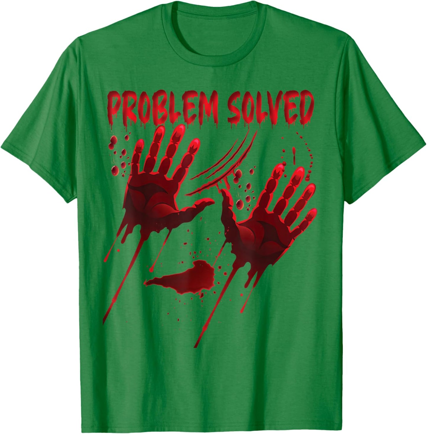 Bloody Hands Costume Men Problem Solved Blood Splatter T-Shirt - T-Shirt | Irish Green