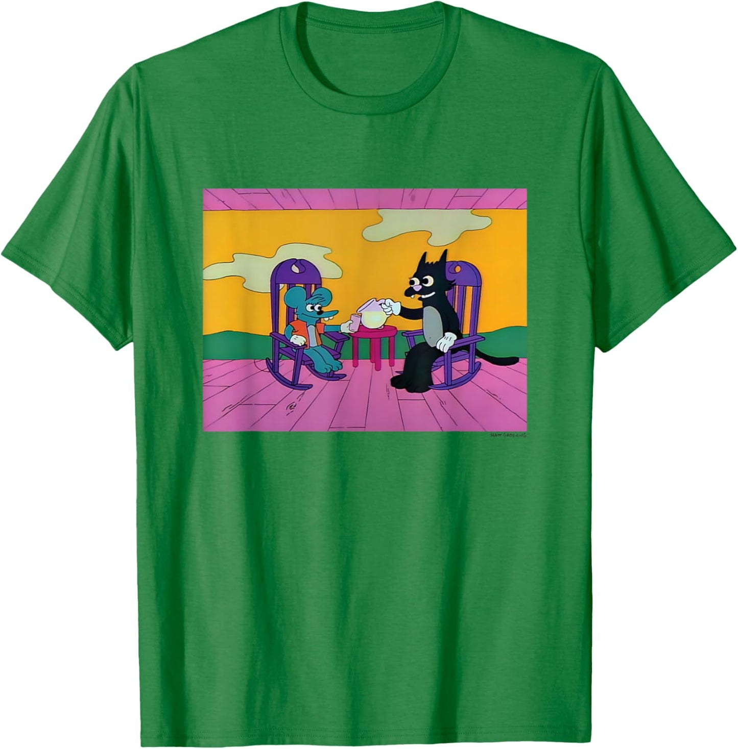 The Simpsons Iconic Itchy And Scratchy Lemonade Time Logo T-Shirt - T-Shirt | Irish Green