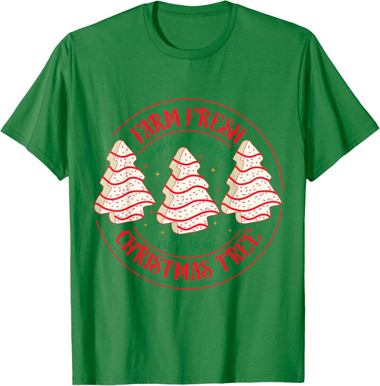 Farm Fresh Christmas Tree Funny Xmas Frosting Cake Debbie T-Shirt - T-Shirt | Irish Green
