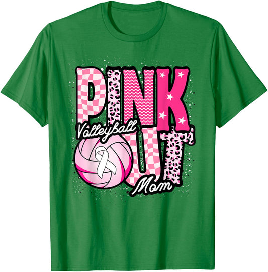 Pink Volleyball Mom Pink Out Day T-Shirt - T-Shirt | Irish Green