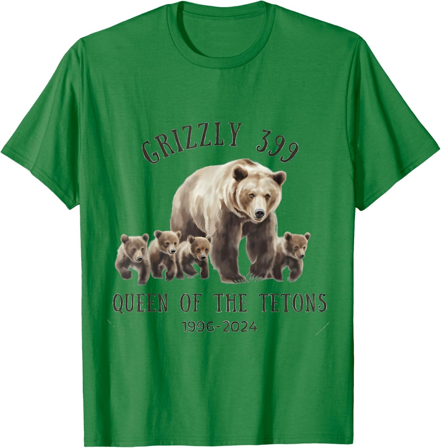 Grizzly 399 Queen of The Tetons National Park Bear T-Shirt - T-Shirt | Irish Green