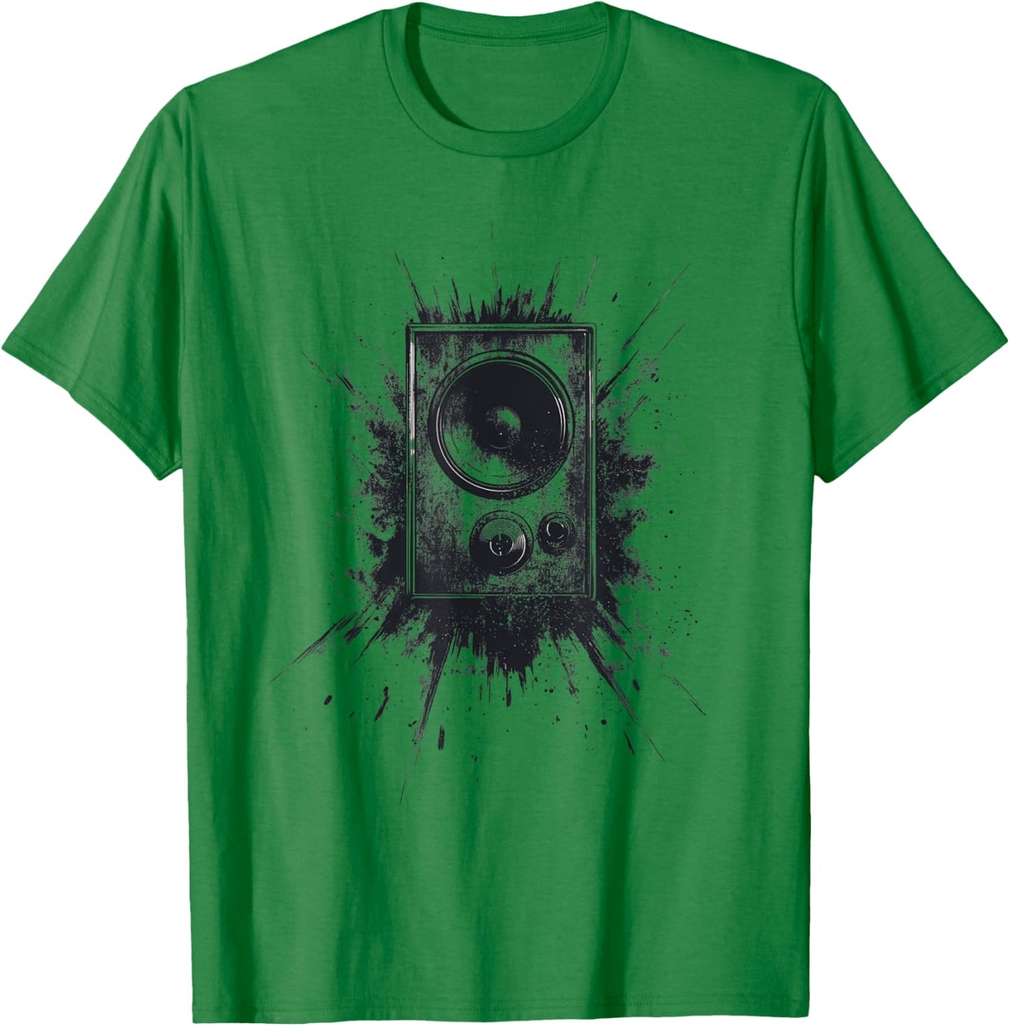 Cool Black Grayscale Music Speaker Design T-Shirt - T-Shirt | Irish Green