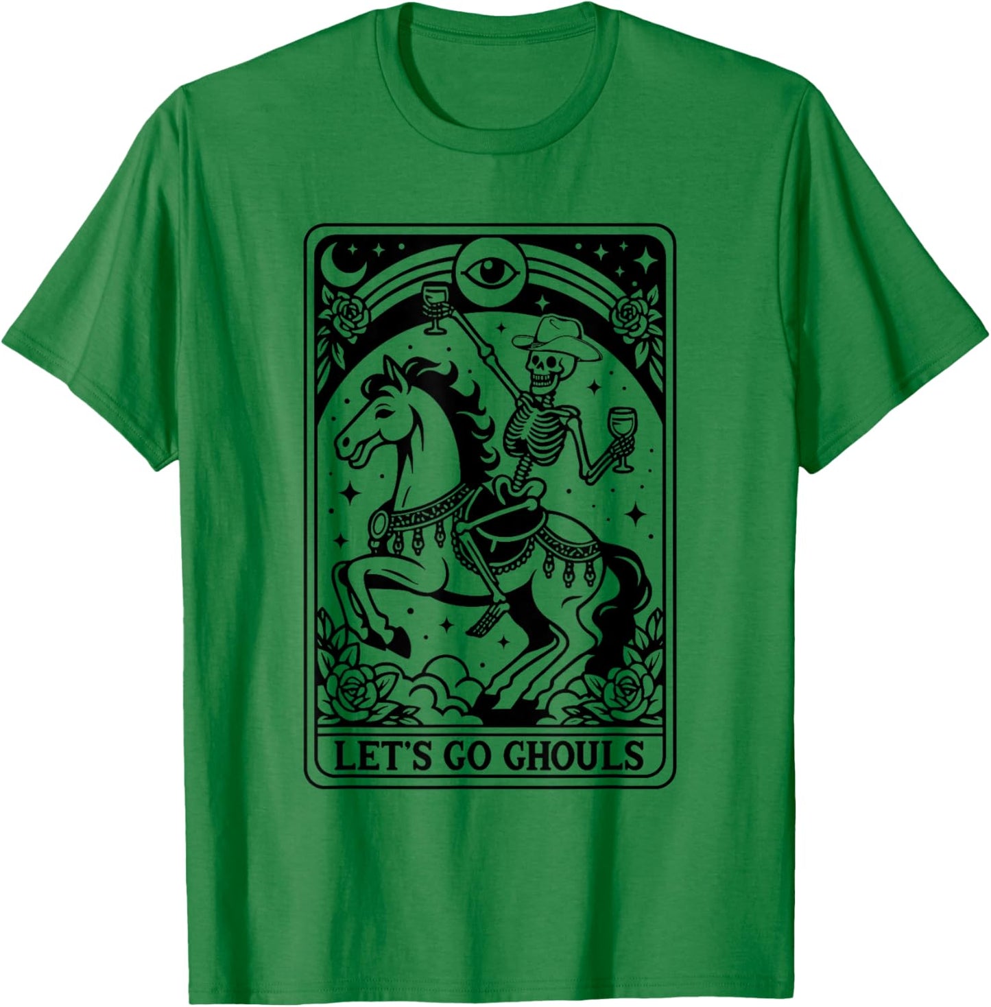 Let's Go Ghouls Skeleton Cowgirl Tarot Card Bachelorette T-Shirt - T-Shirt | Irish Green