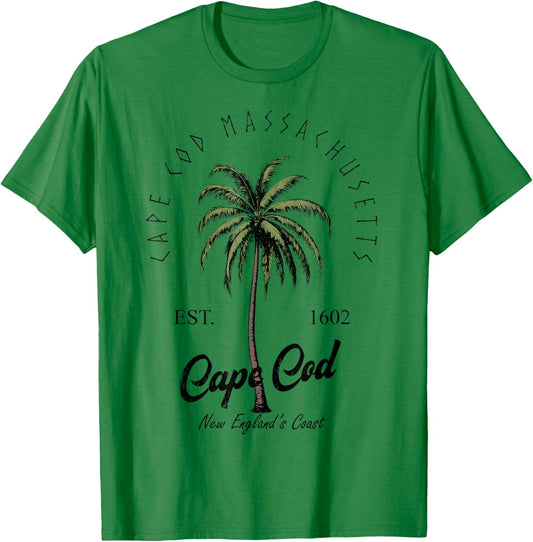 Cape Cod Massachusetts Tropical Tree Island Beach Vibes T-Shirt - T-Shirt | Irish Green