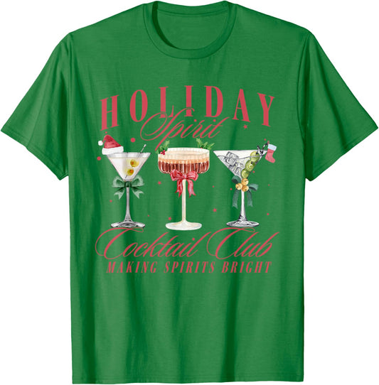 Holiday Spirit Cocktail Club Espresso Martini Christmas T-Shirt - T-Shirt | Irish Green