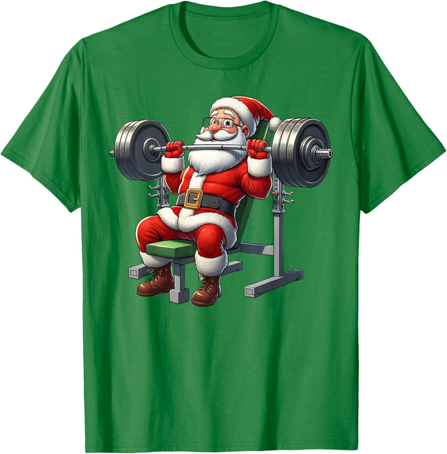Santa Weightlifting Gym Funny Christmas Fitness T-Shirt - T-Shirt | Irish Green