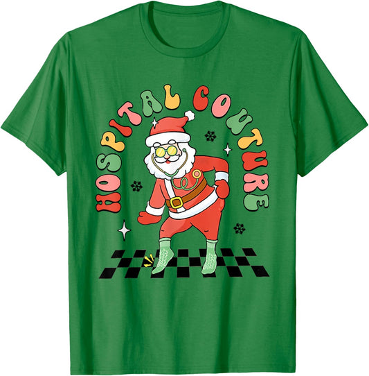Non Slip Socks Emergency Room Hospital Couture Socks Xmas T-Shirt - T-Shirt | Irish Green