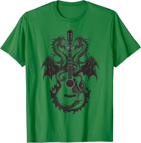 Mystical Dragon Guitar Fusion Music Lover Design T-Shirt - T-Shirt | Irish Green