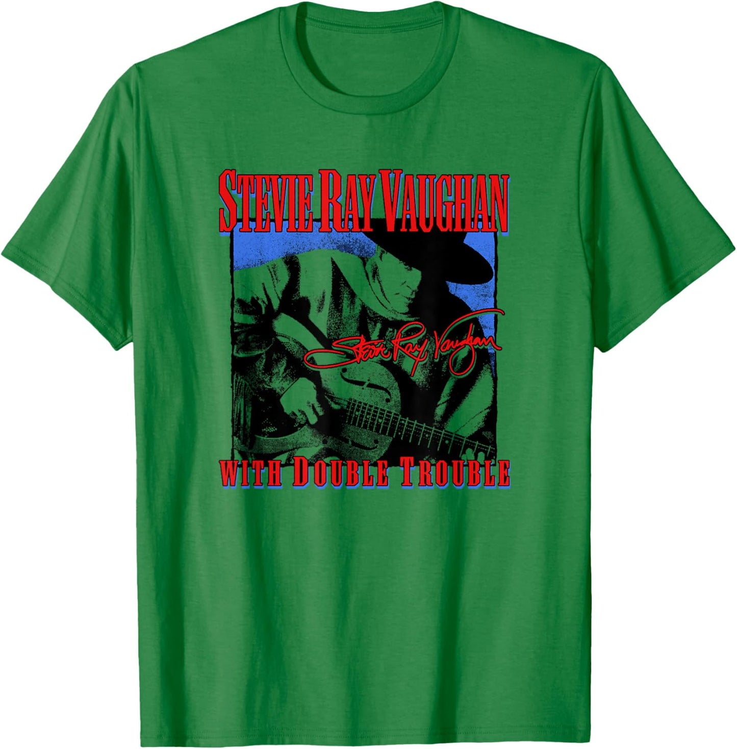 Stevie Ray Vaughan with Double Trouble T-Shirt - T-Shirt | Irish Green
