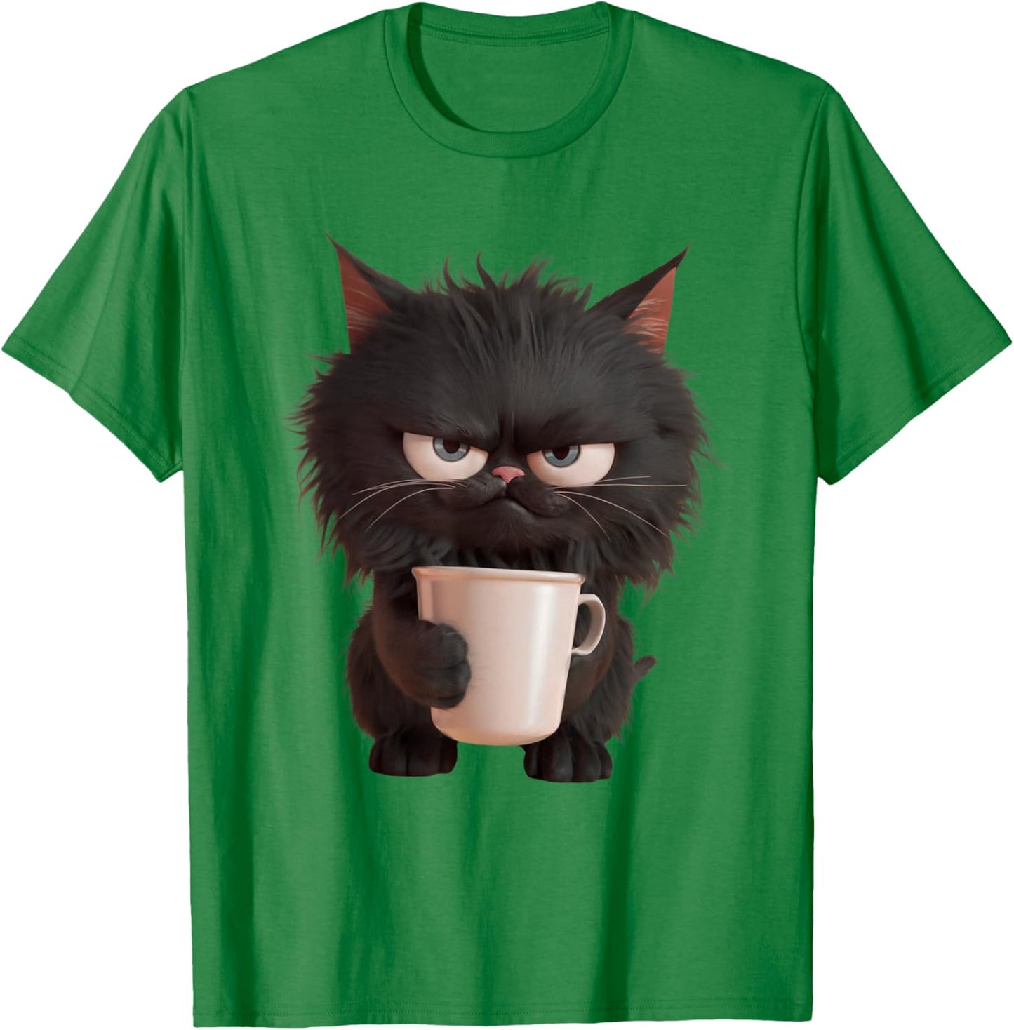 Grumpy Coffee Cat Mom and Dad Morning Coffe with Cats T-Shirt - T-Shirt | Irish Green