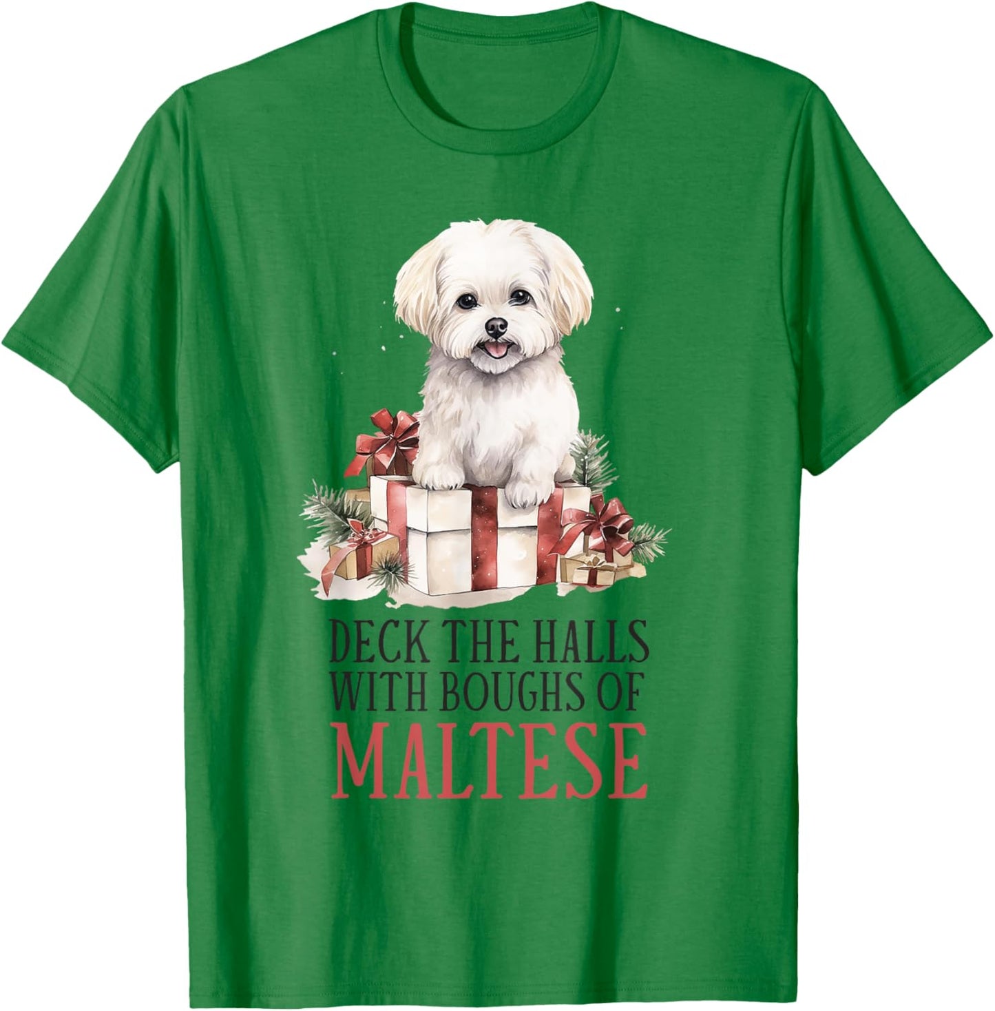 Maltese Dog Lover Christmas Xmas T-Shirt - T-Shirt | Irish Green