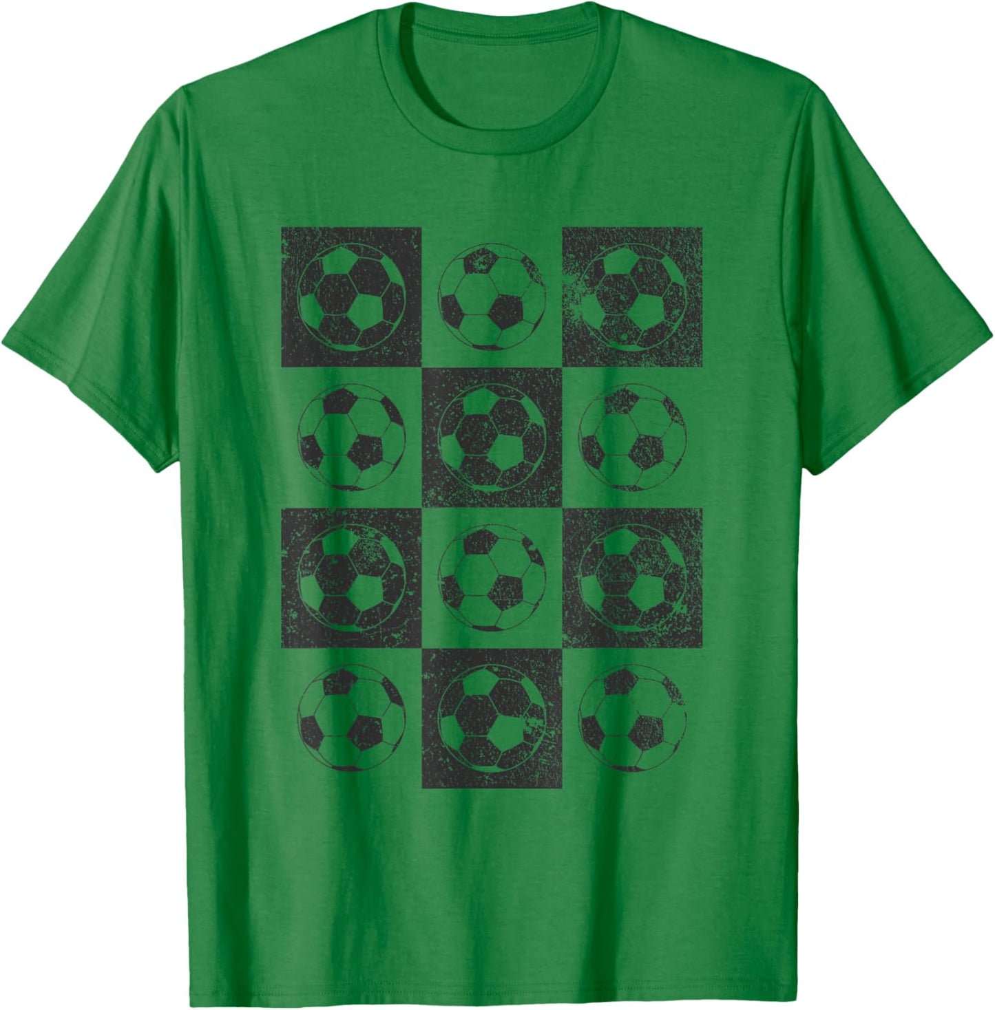 Retro Checkerboard Checkered Soccer Lover T-Shirt - T-Shirt | Irish Green
