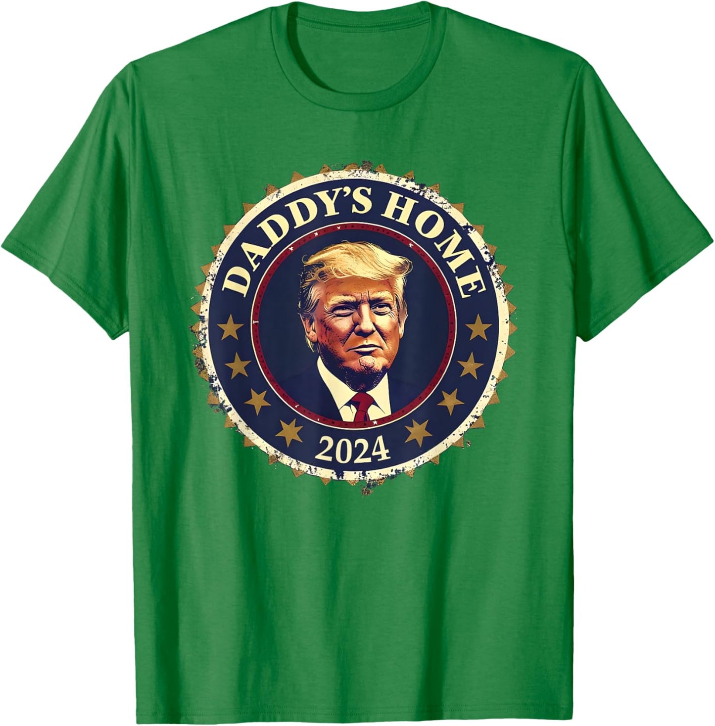 Funny DADDY'S HOME 2024 Trump Took America Is Back Christmas T-Shirt - T-Shirt | Irish Green
