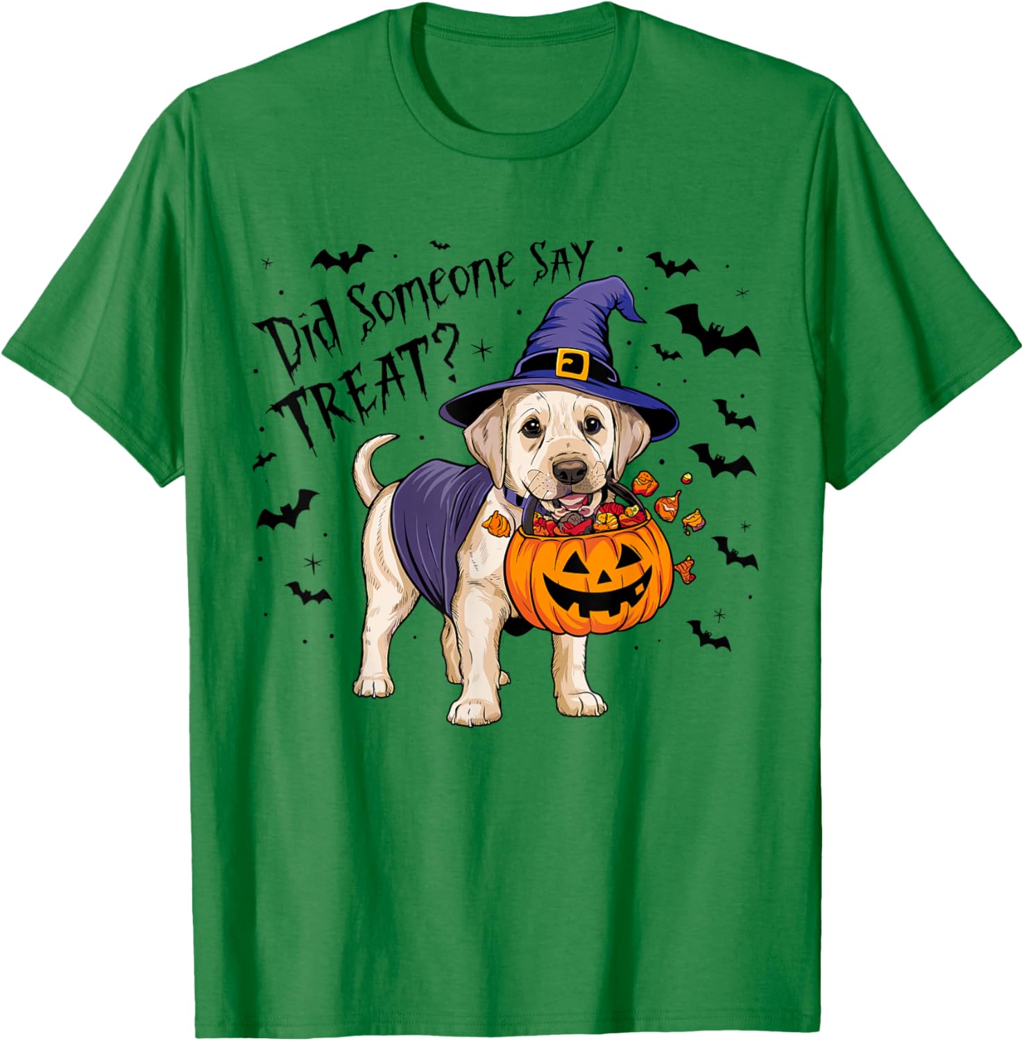 Did Someone Say Treat? Halloween Treat Labrador Witch Puppy T-Shirt - T-Shirt | Irish Green