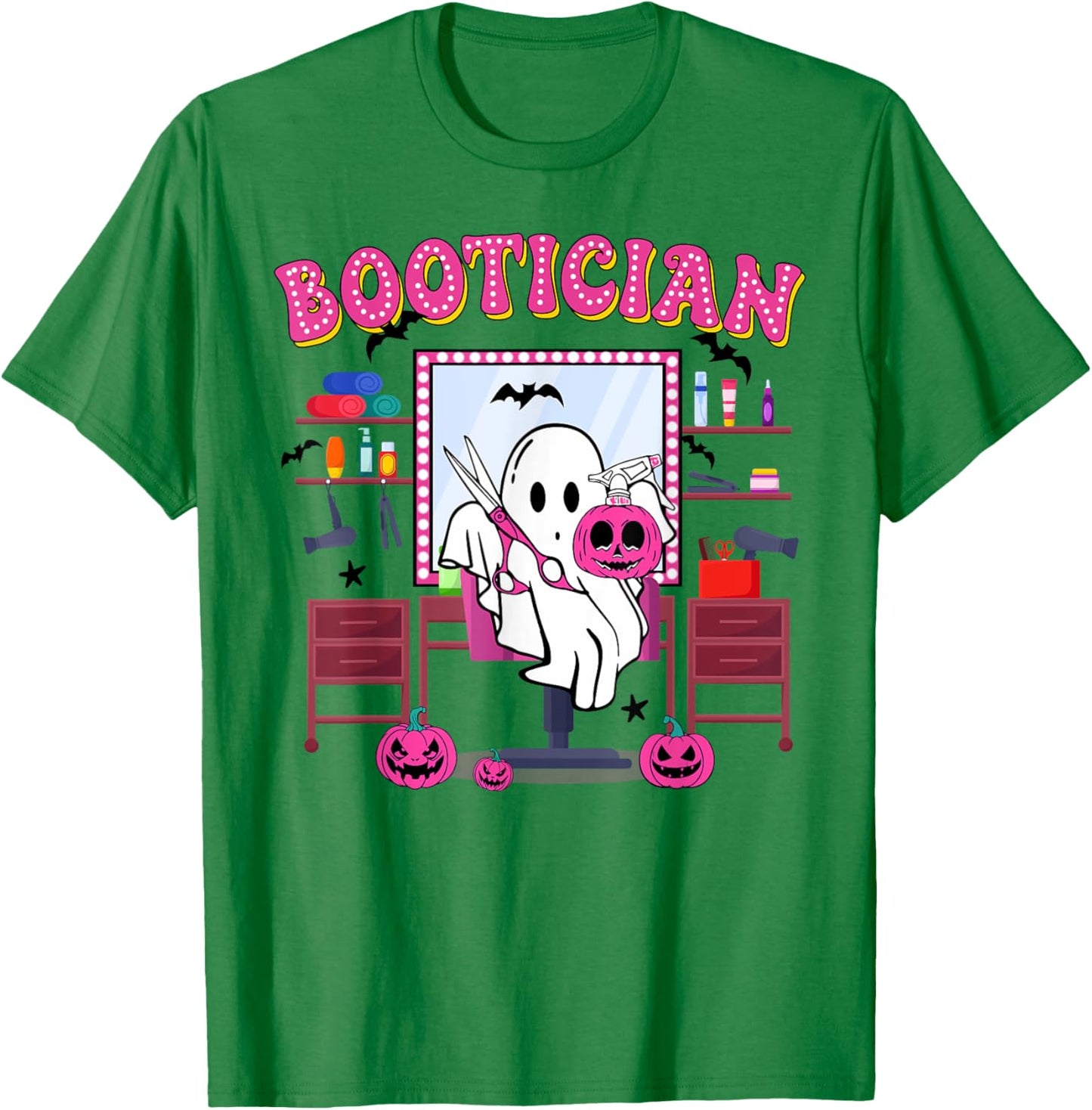 Bootician Halloween, Spooky Hair Stylist, Ghost Hair Dresser T-Shirt - T-Shirt | Irish Green