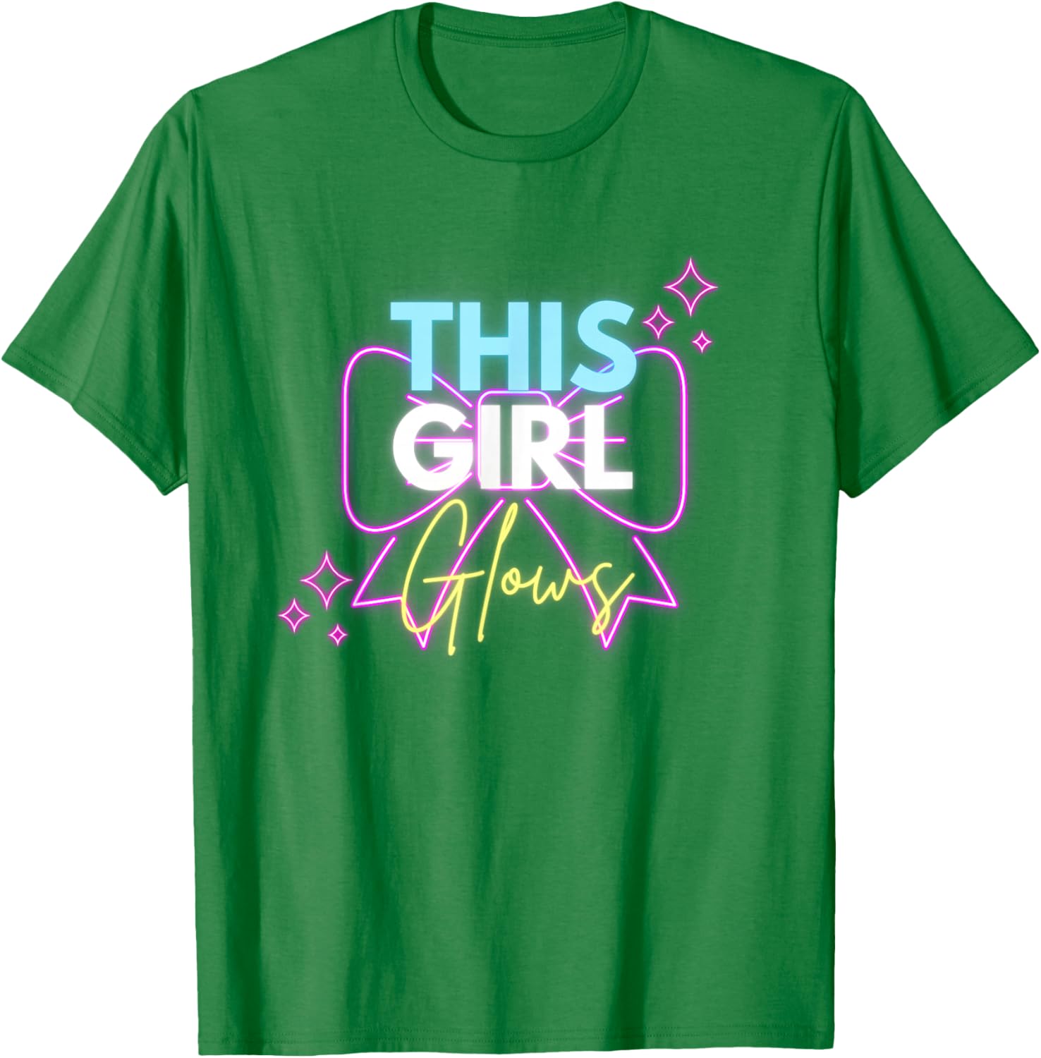 This Girl Glows for Kids Tie Dye Bright Colors 80's and 90's T-Shirt - T-Shirt | Irish Green