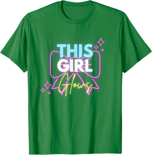 This Girl Glows for Kids Tie Dye Bright Colors 80's and 90's T-Shirt - T-Shirt | Irish Green