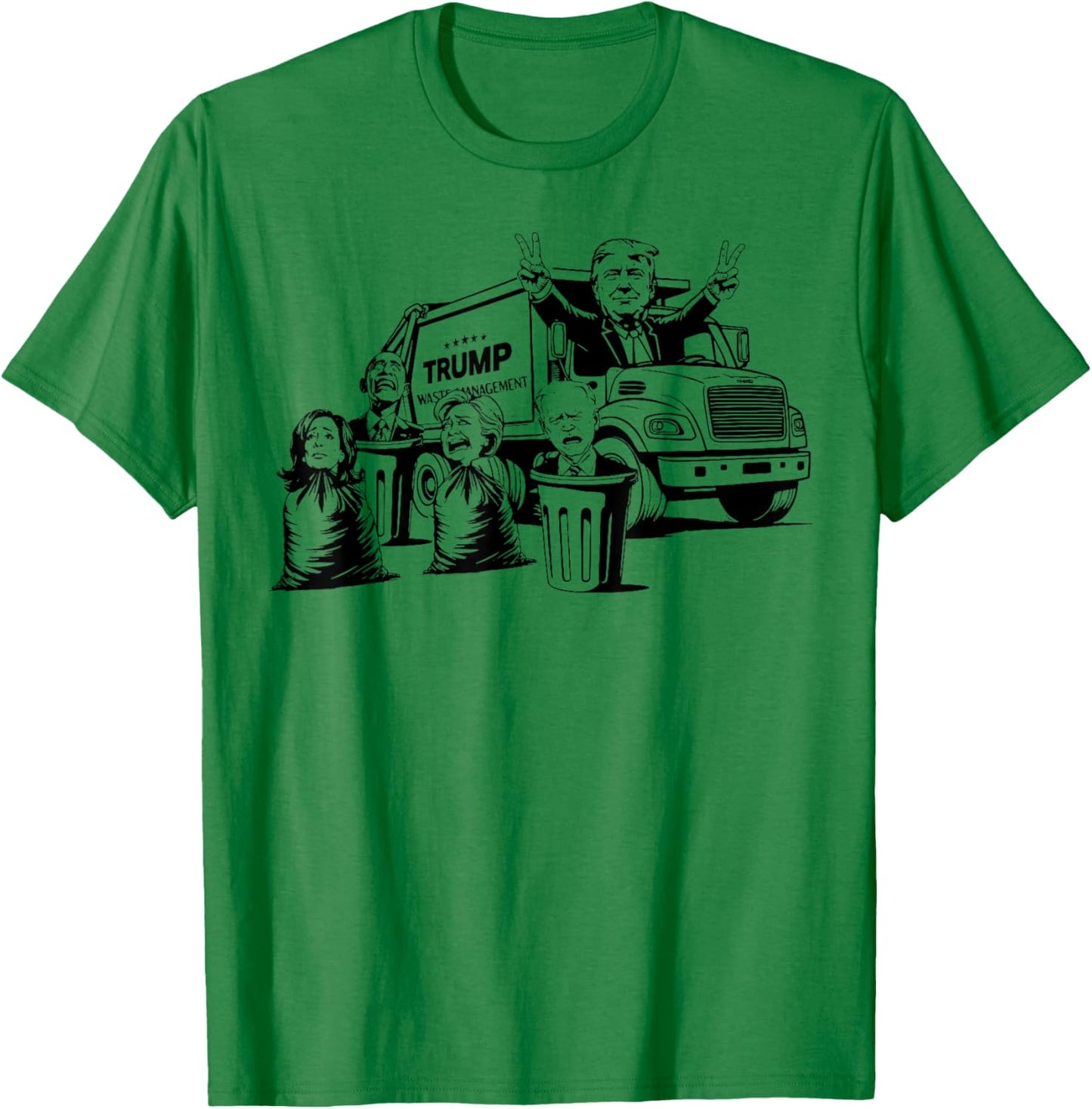 Trump Garbage Truck Kamala Biden Clinton Obama T-Shirt - T-Shirt | Irish Green