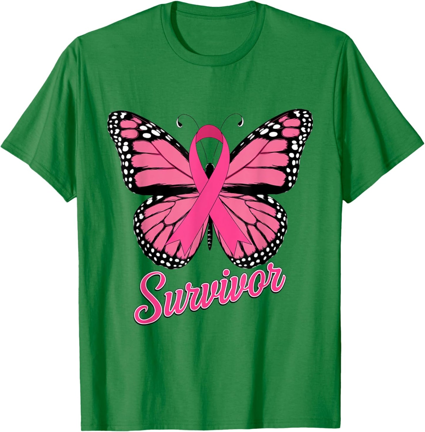 Survivor Pink Ribbon Breast Cancer Awareness T-Shirt - T-Shirt | Irish Green