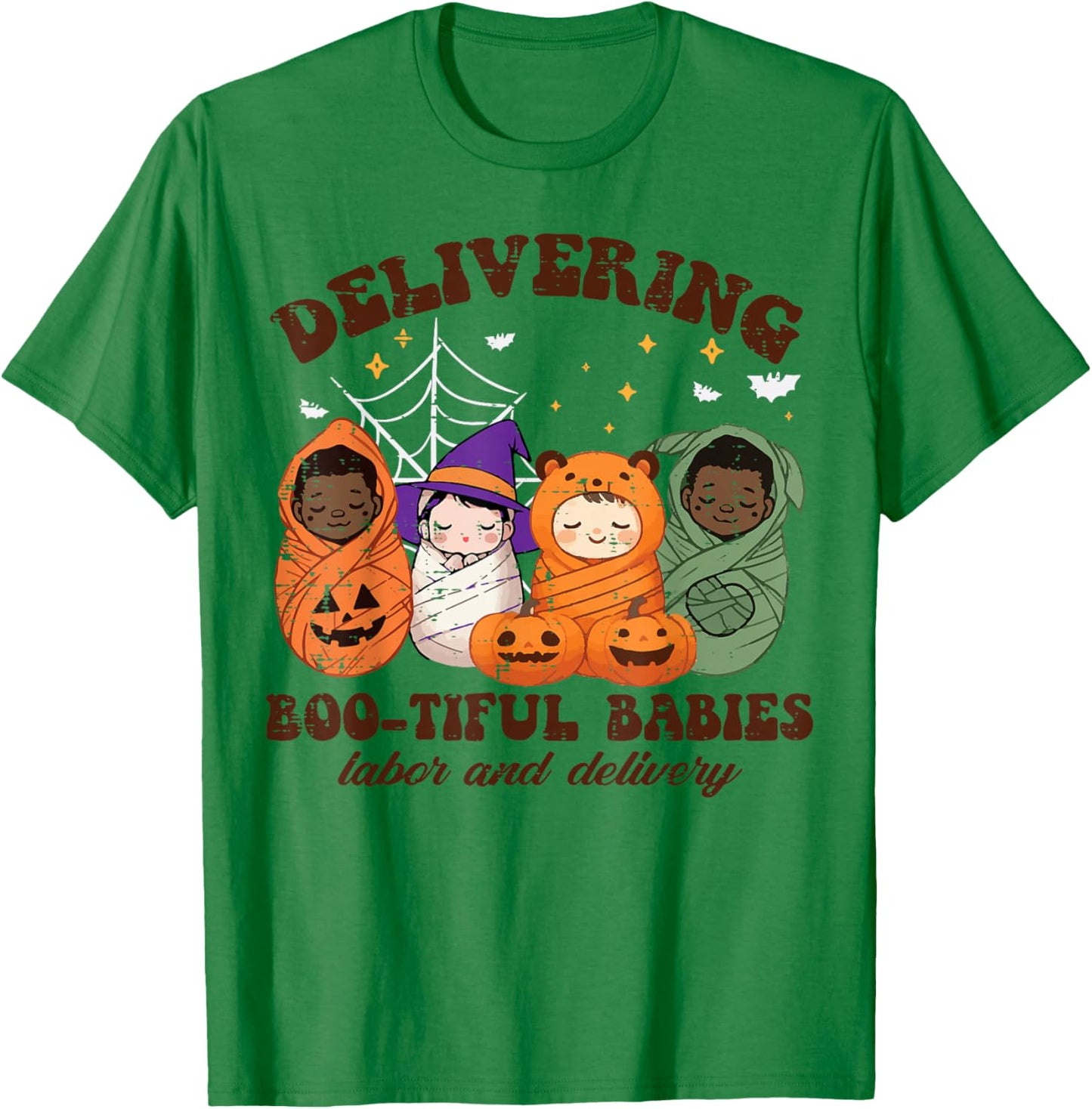 Delivering Bootiful Babies Halloween Labor Delivery Nurse T-Shirt - T-Shirt | Irish Green