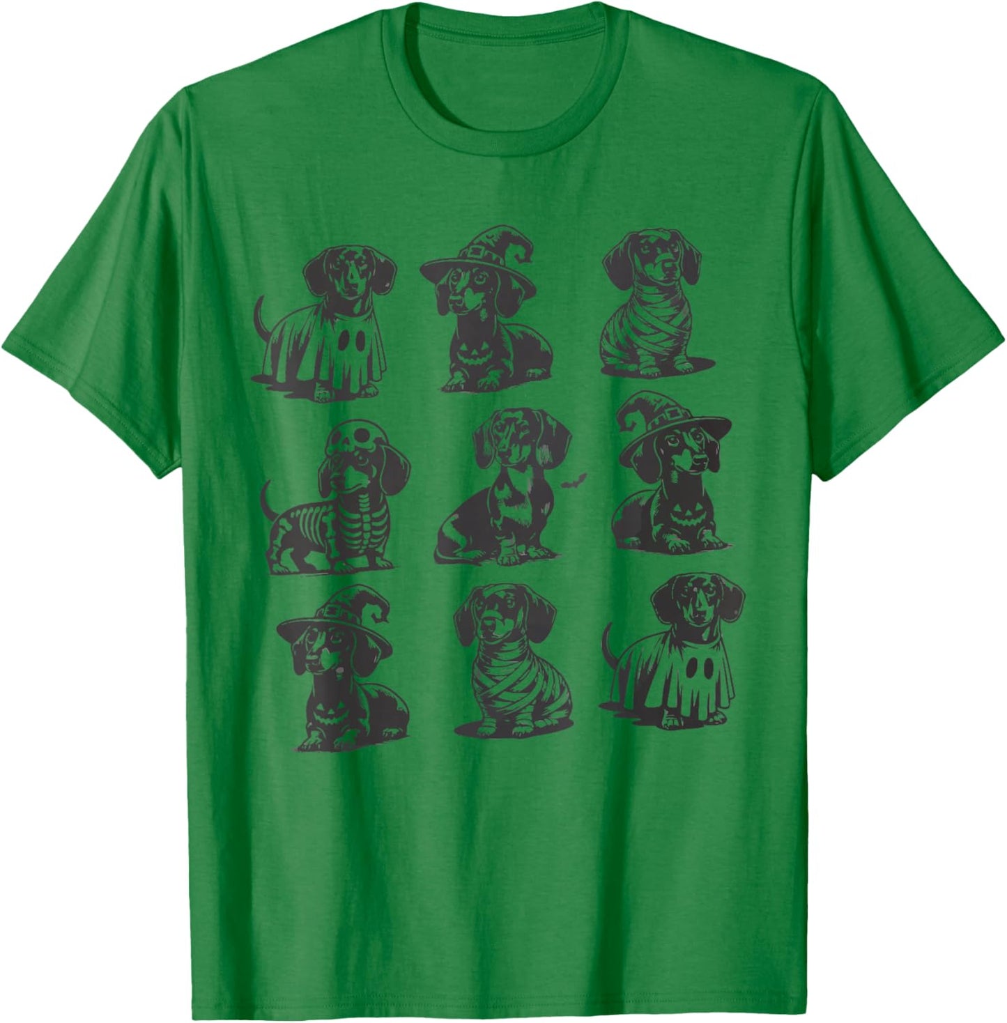 Retro Dachshund Witch Dog Spooky Season Halloween Funny T-Shirt - T-Shirt | Irish Green