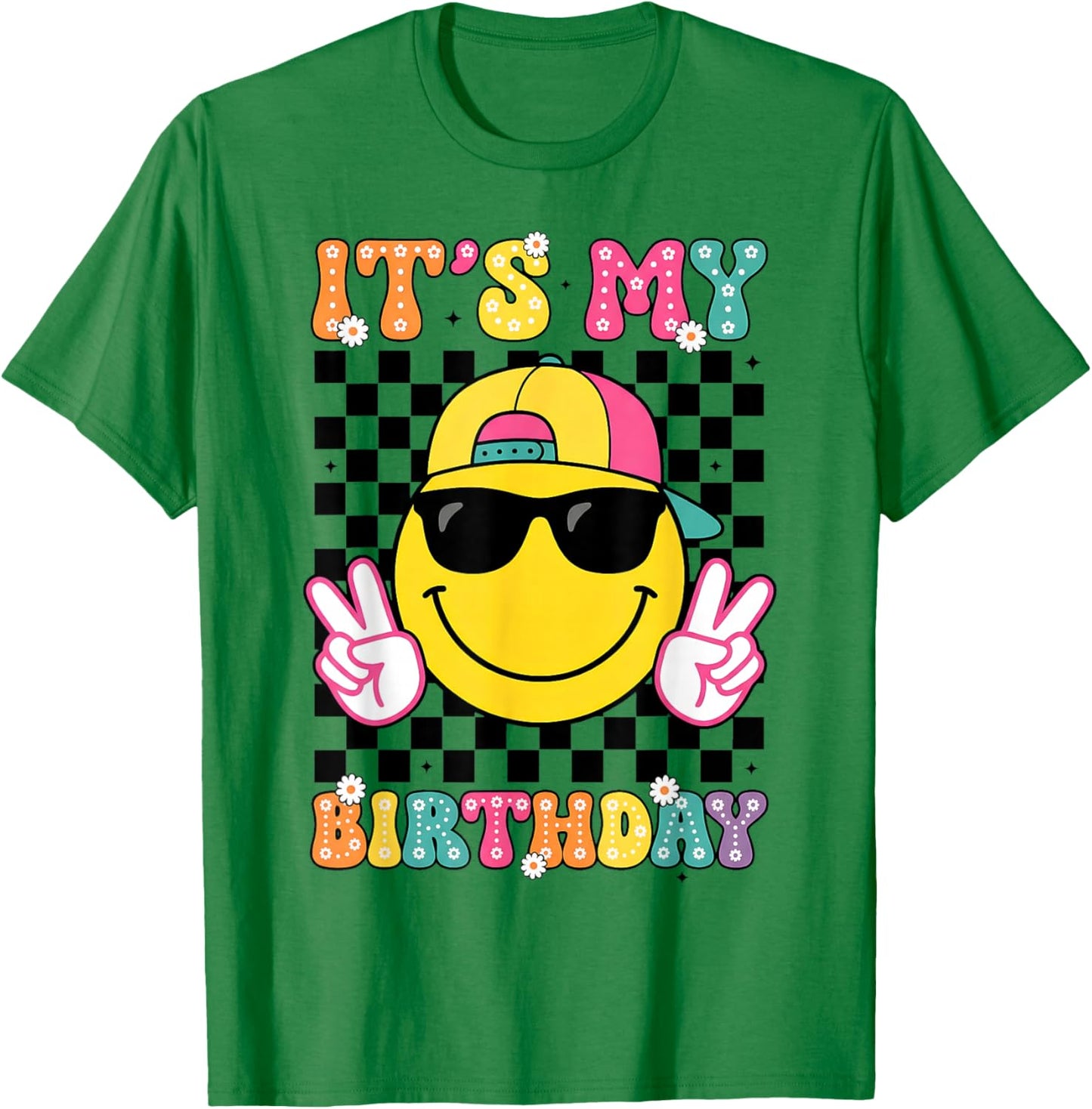 Groovy It's My Birthday Girls Women Teens Kid Bday Flower T-Shirt - T-Shirt | Irish Green