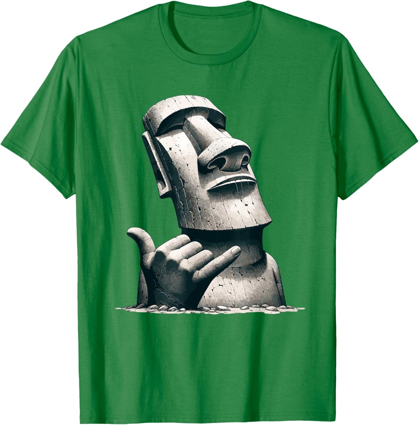 Funny Easter Island Rapa Nui Moai Statue Surfer Shaka Sign T-Shirt - T-Shirt | Irish Green