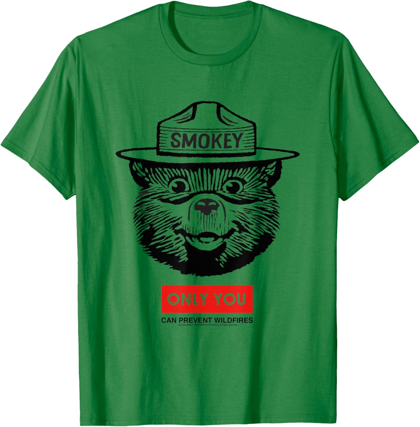 Smokey Bear Only You Can Prevent Forest Fires Minimal Face T-Shirt - T-Shirt | Irish Green