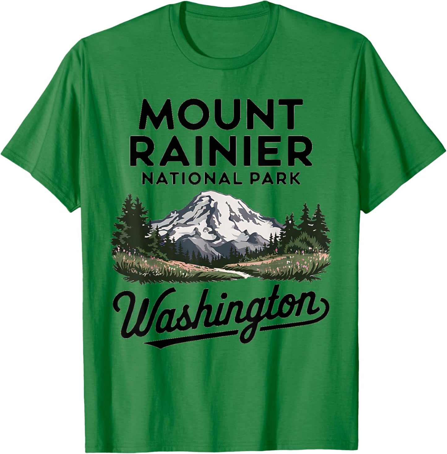 Mountain Landscape Mount Rainier National Park Washington T-Shirt - T-Shirt | Irish Green