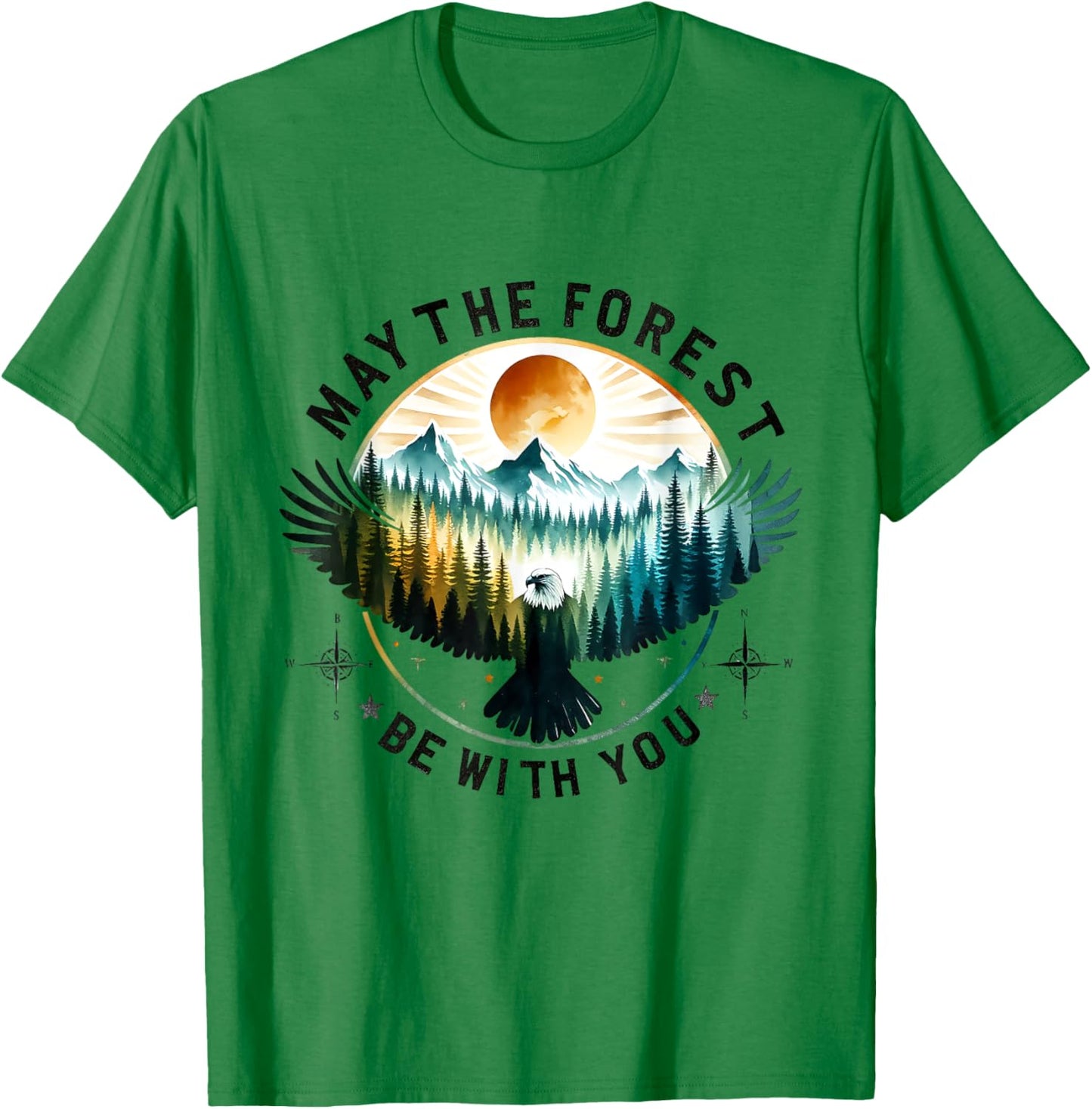 May The Forest Be With You Flying Eagle Sky Forest T-Shirt - T-Shirt | Irish Green
