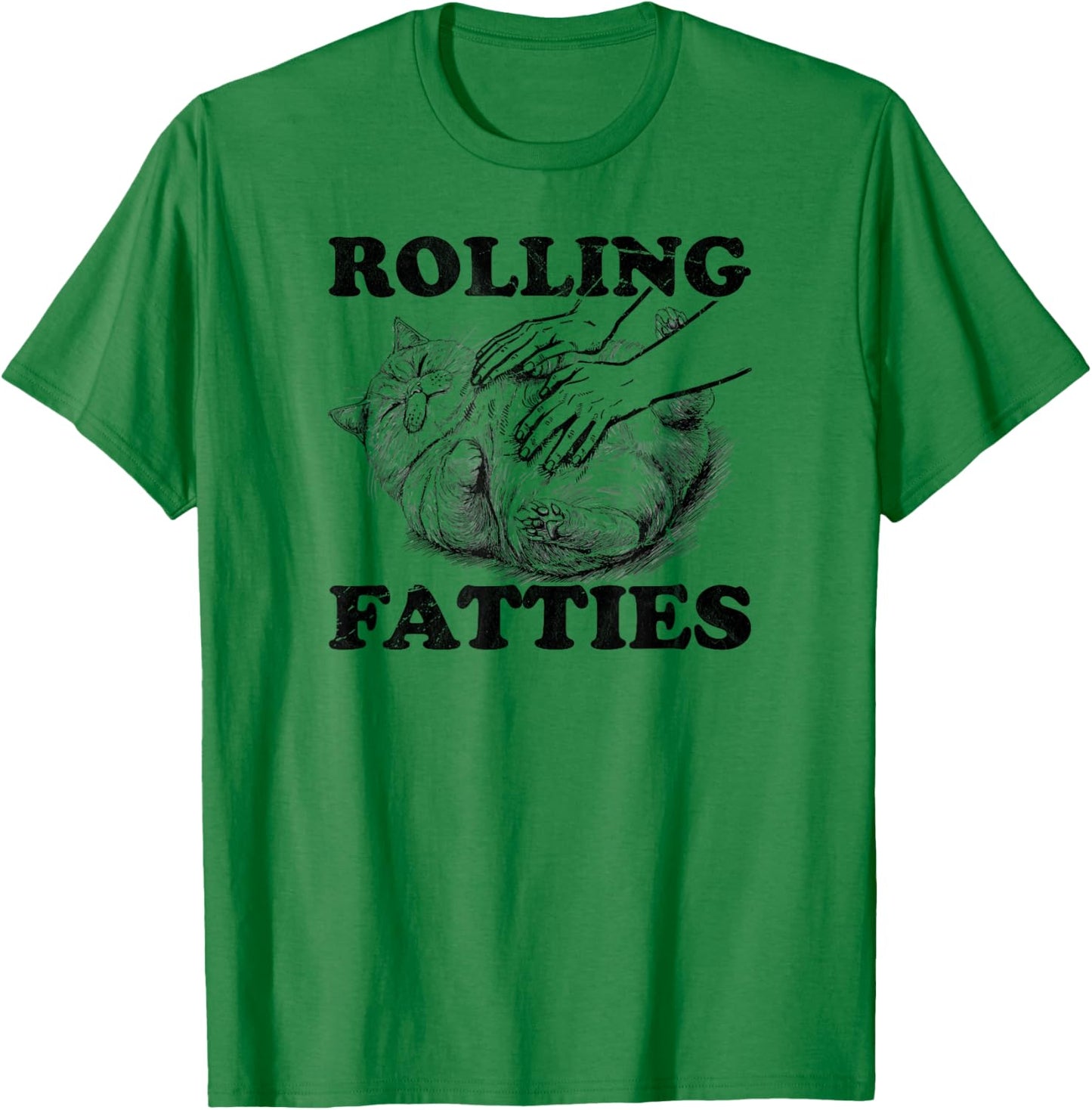 Rolling Fatties cat funny cute cat lover Kitten Owner retro Men Women T-Shirt - T-Shirt | Irish Green