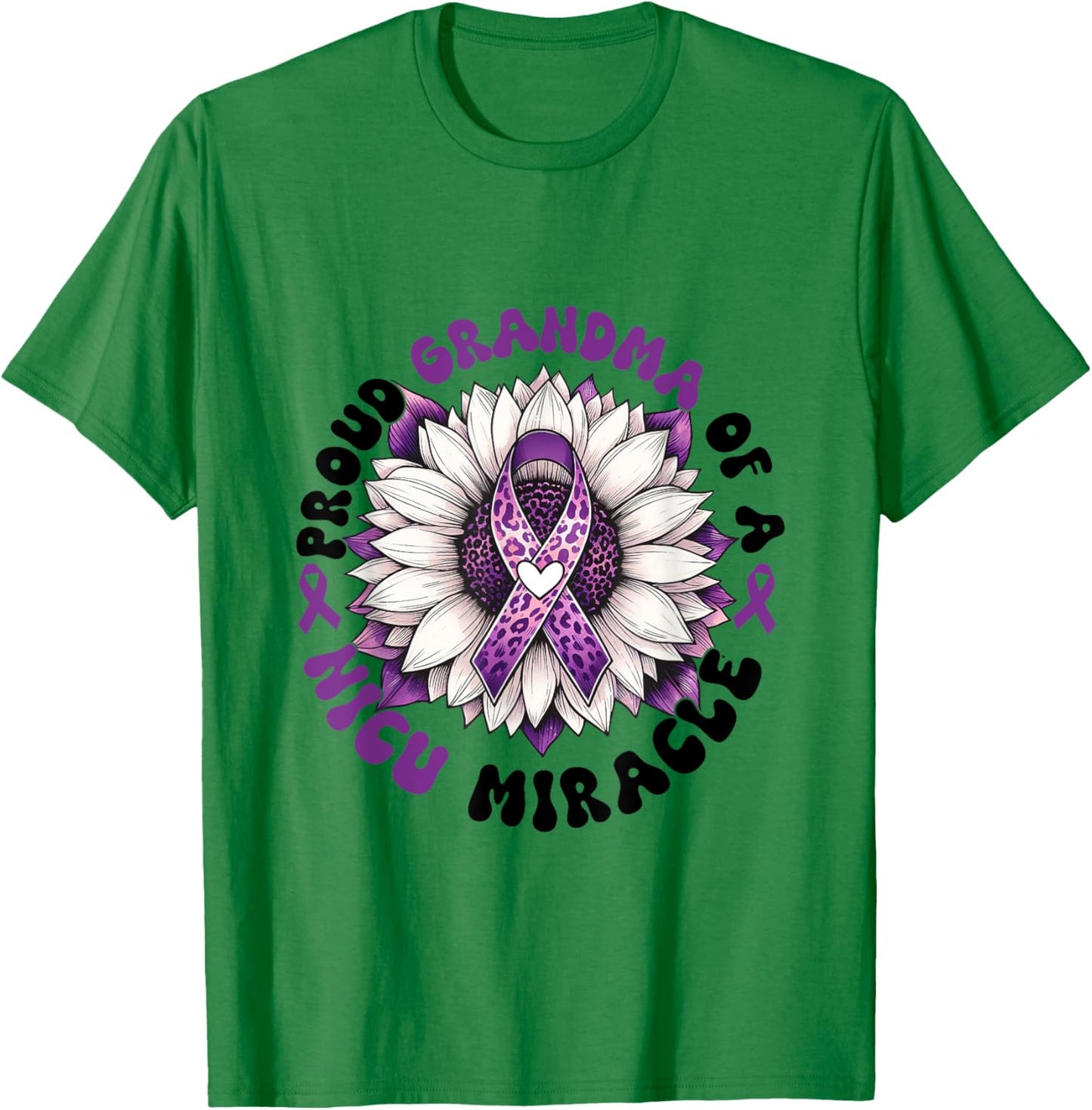 Proud Grandma Of A NICU Miracle Sunflower Prematurity Month T-Shirt - T-Shirt | Irish Green