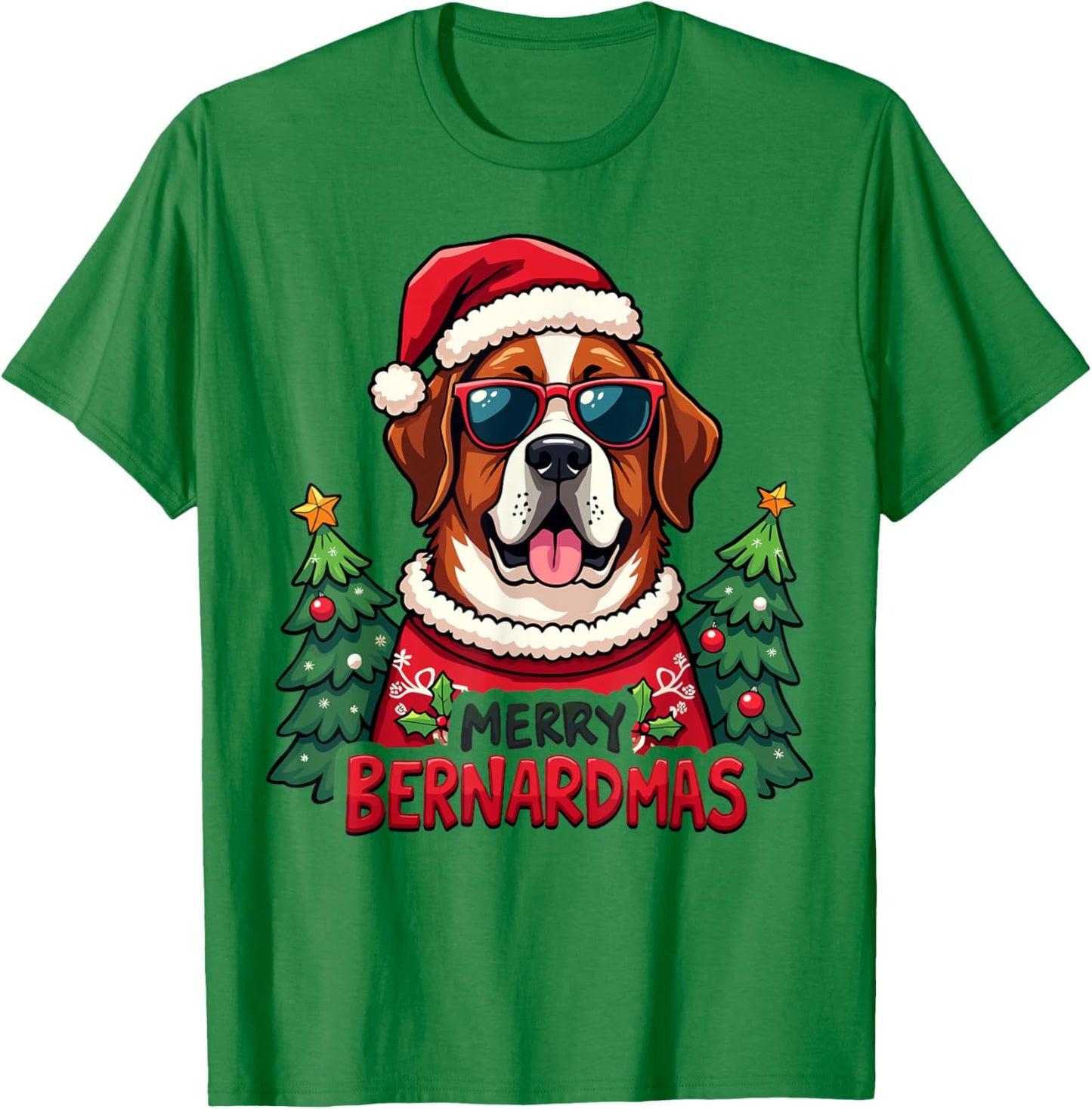 Merry Bernardmas Cute Saint Bernard Christmas Holiday T-Shirt - T-Shirt | Irish Green