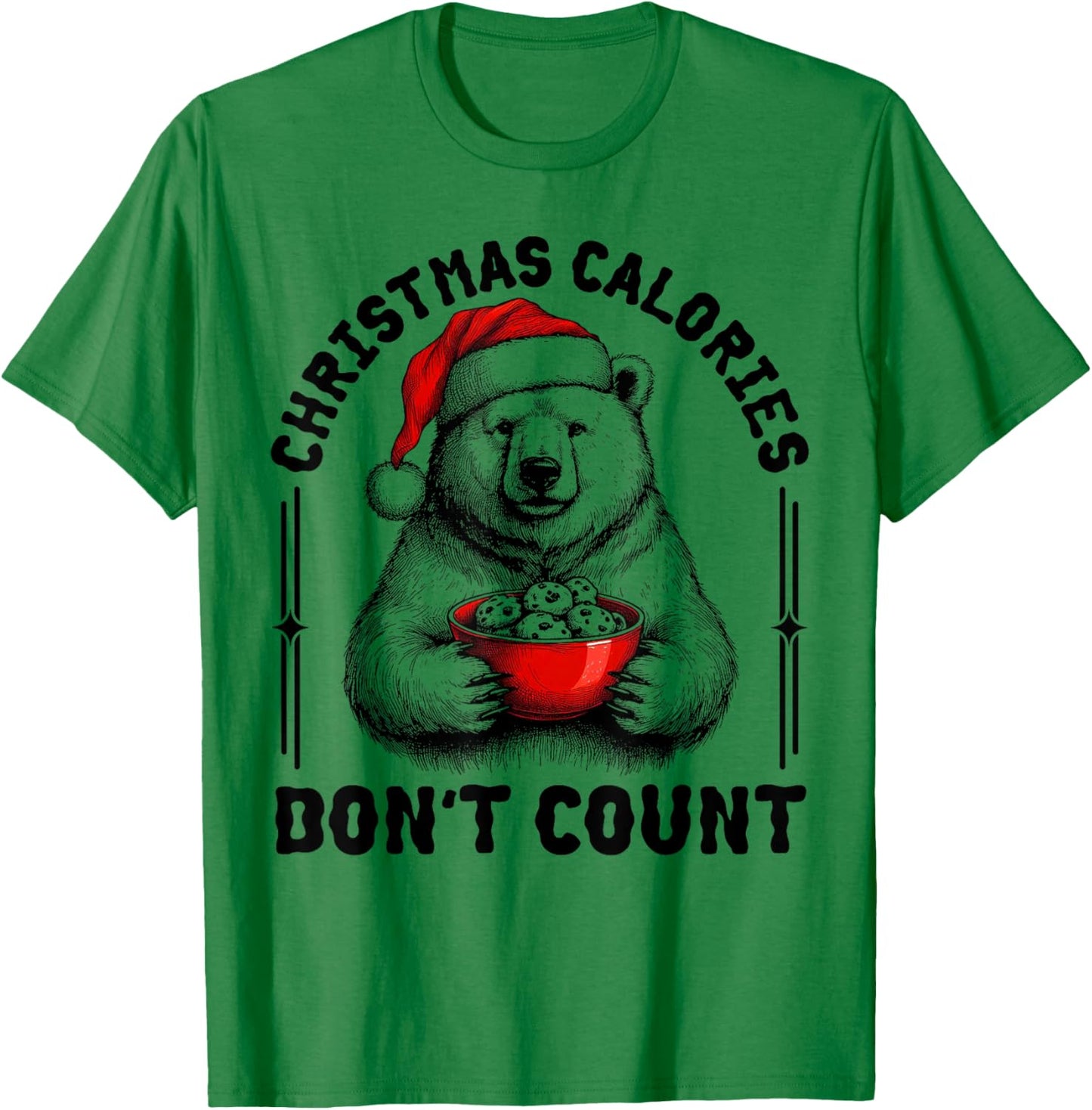 Christmas Calories Don't Count Funny Polar Bear Cookie Meme T-Shirt - T-Shirt | Irish Green