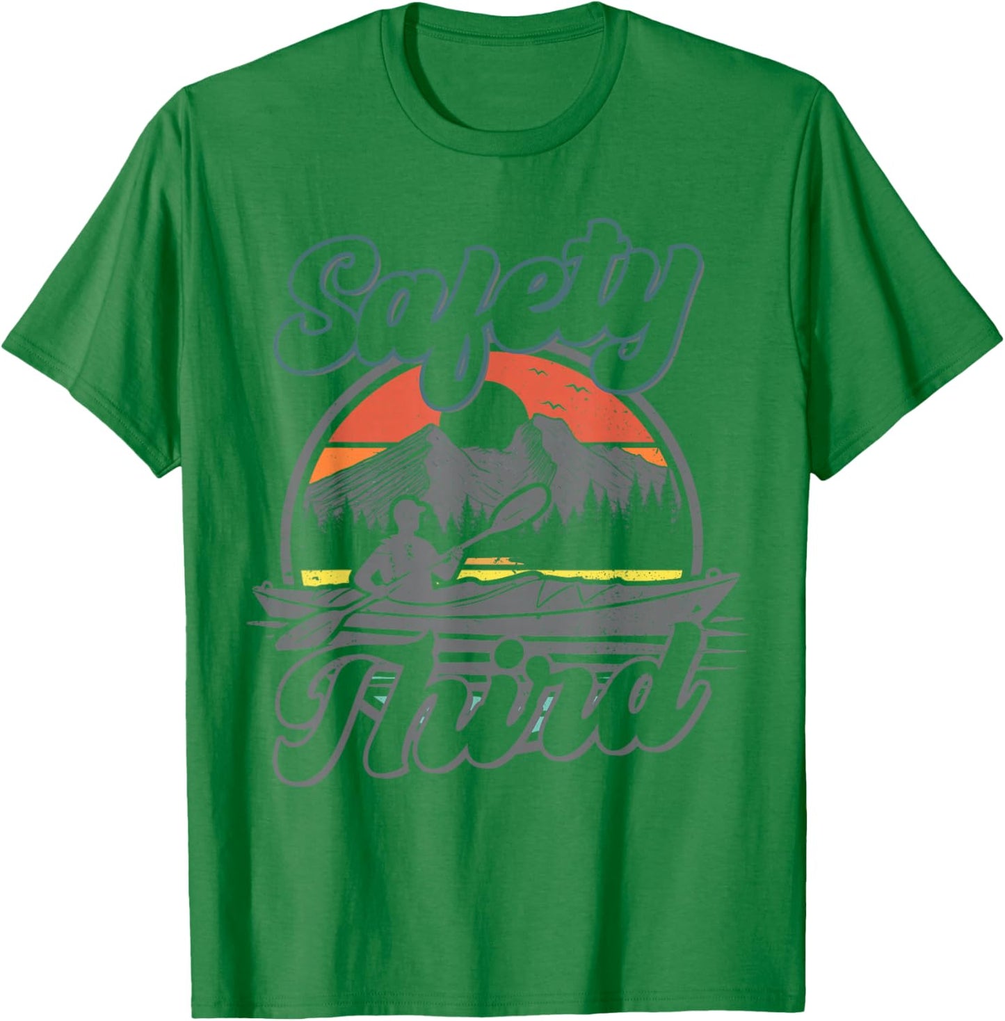 Safety Third Kayak Boating Retro Kayaking Funny Men T-Shirt - T-Shirt | Irish Green