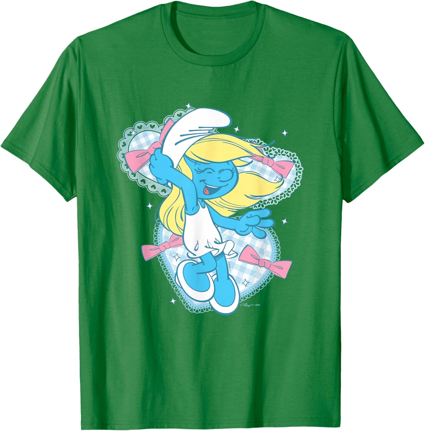 The Smurfs Cute Coquette Smurfette Pastel Color Chest Logo T-Shirt - T-Shirt | Irish Green