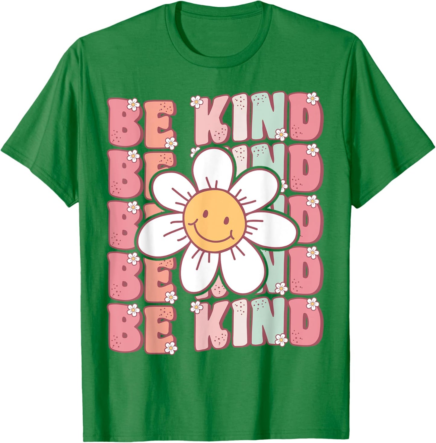 Groovy Be Kind Retro Cute Daisy Flower Positivity Kindness T-Shirt - T-Shirt | Irish Green
