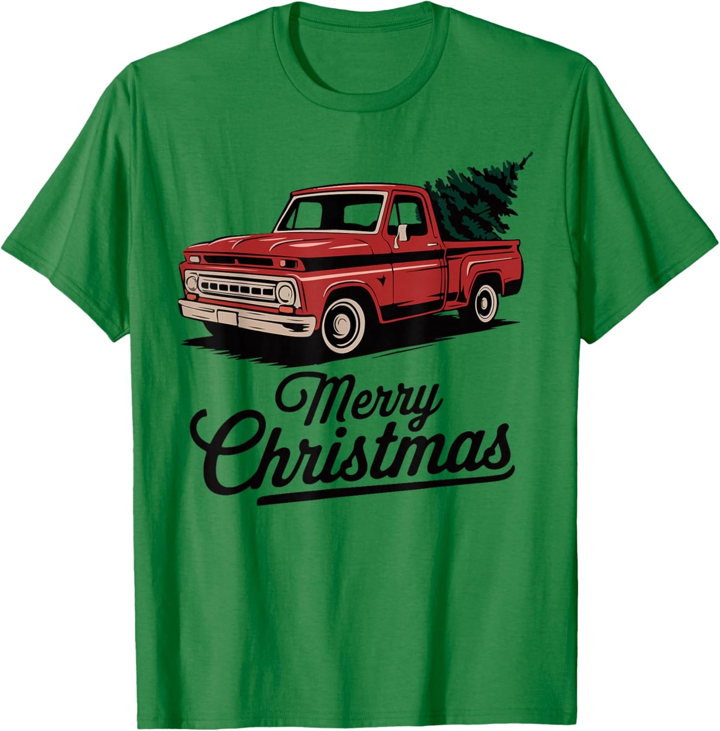 Red Pickup Truck Christmas Tree Vintage Christmas Men Women T-Shirt - T-Shirt | Irish Green