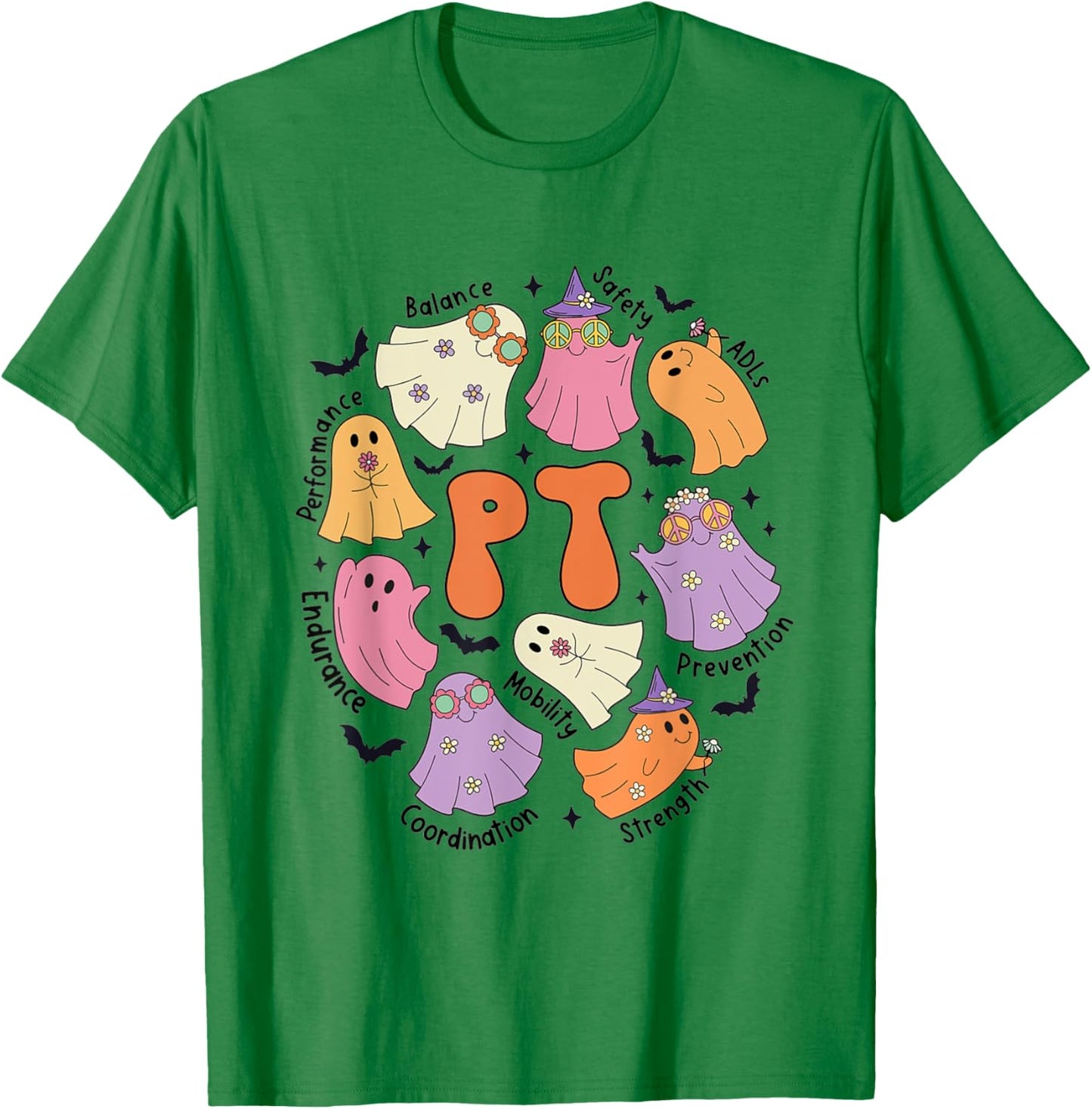 Pediatric PT Halloween Ghost Spooky Physical Therapy Team T-Shirt - T-Shirt | Irish Green