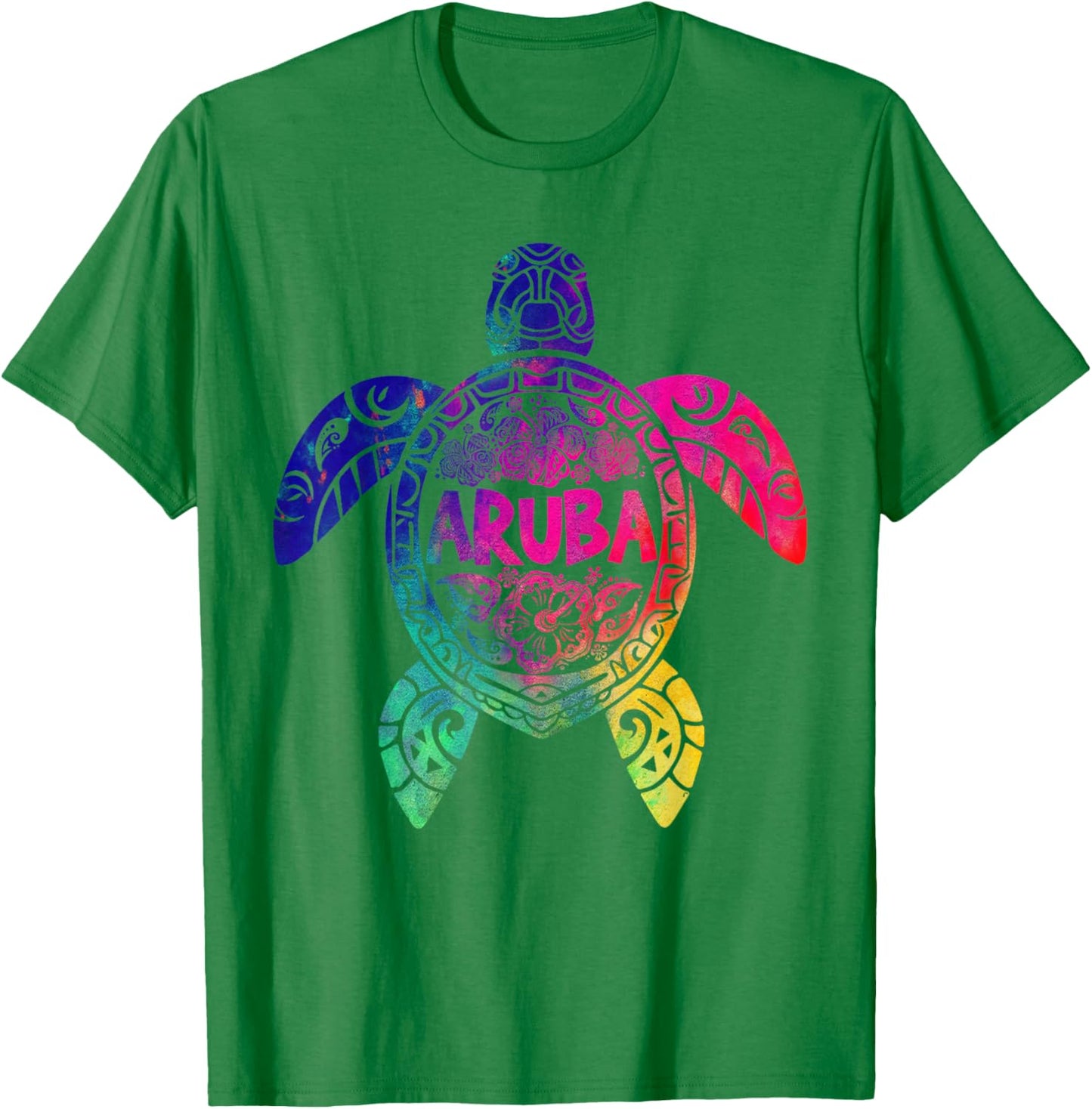 Tribal Aruba Tie Dye Sea Turtle Aruba Beach Vacation T-Shirt - T-Shirt | Irish Green