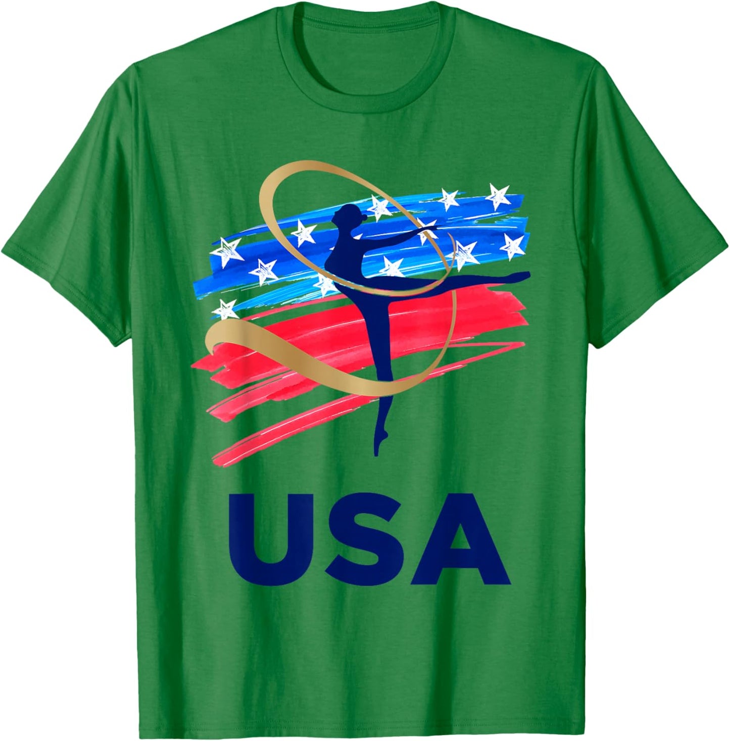 USA Sport Team Gear Summer Gymnastics White Small Classic Fit USA Flag T-Shirt - T-Shirt | Irish Green