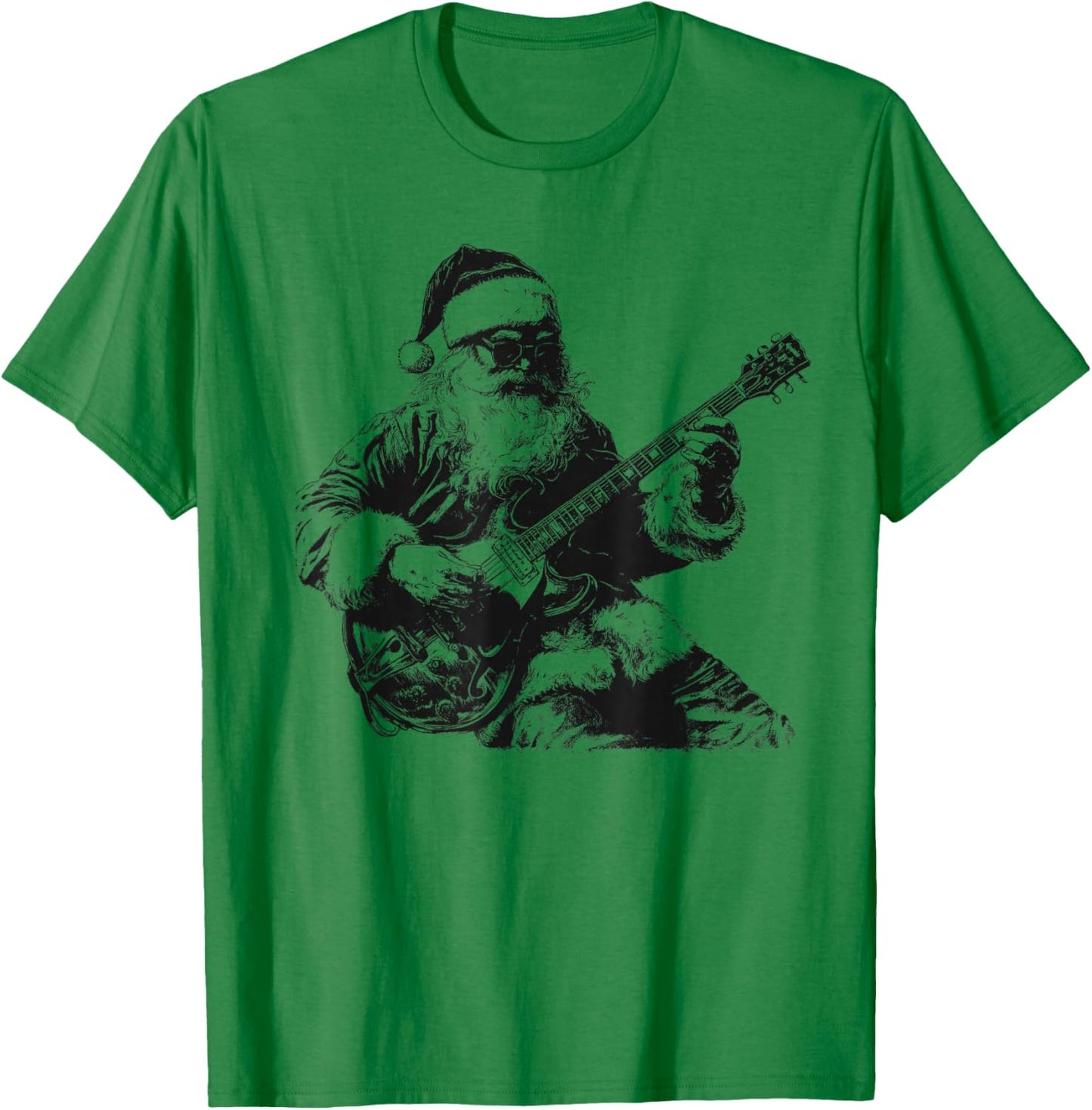 Christmas Rock Santa Rock and Roll Guitar Lover T-Shirt - T-Shirt | Irish Green