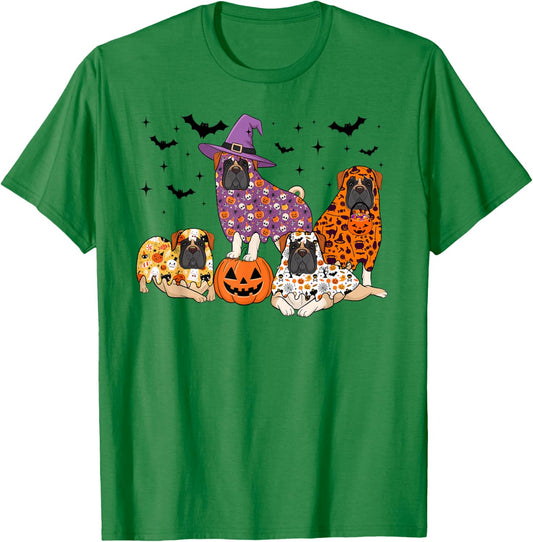 Funny Halloween Ghost English Mastiff Boo Costume Spooky Dog T-Shirt - T-Shirt | Irish Green