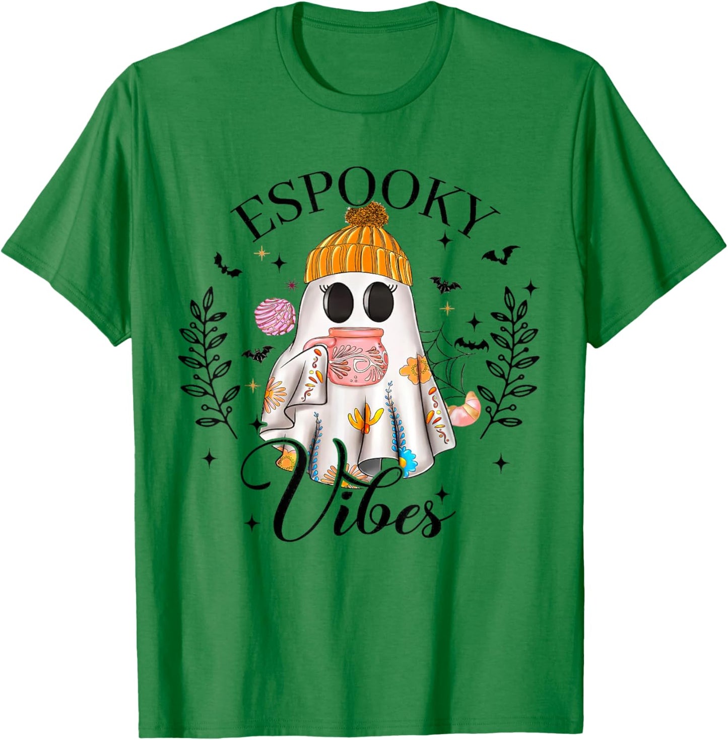 Mexican Ghost, Espooky Vibes, Espooky Season, Spooky Conchas T-Shirt - T-Shirt | Irish Green
