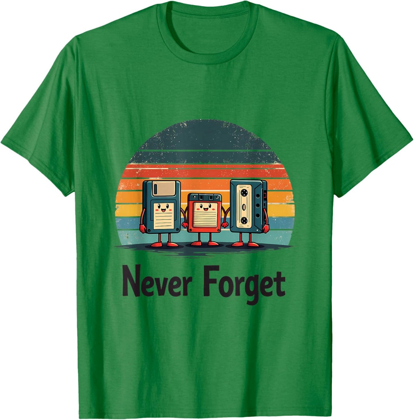 Never Forget Retro Floppy Cassette Tape T-Shirt - T-Shirt | Irish Green