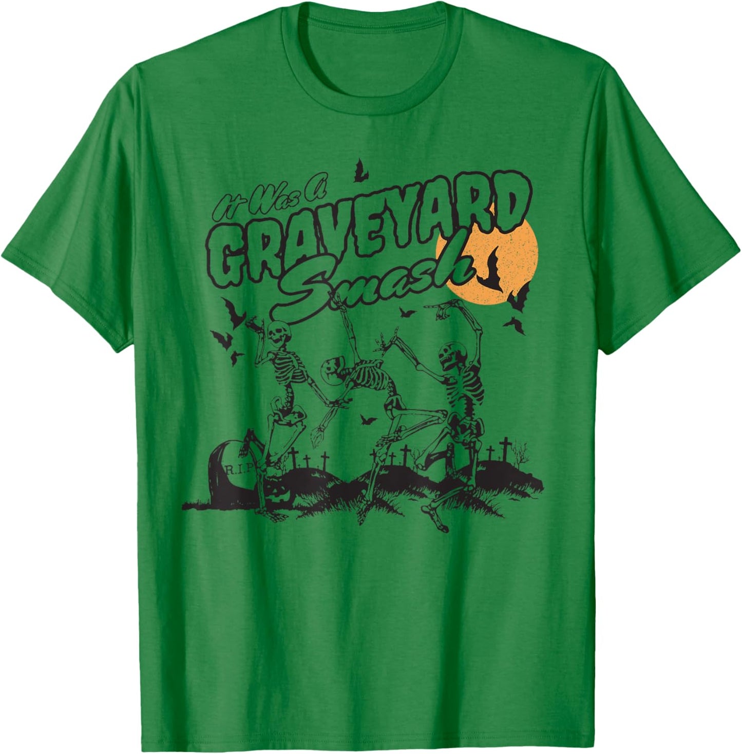 Skeleton Dancing It Was A Graveyard Smash Halloween T-Shirt - T-Shirt | Irish Green