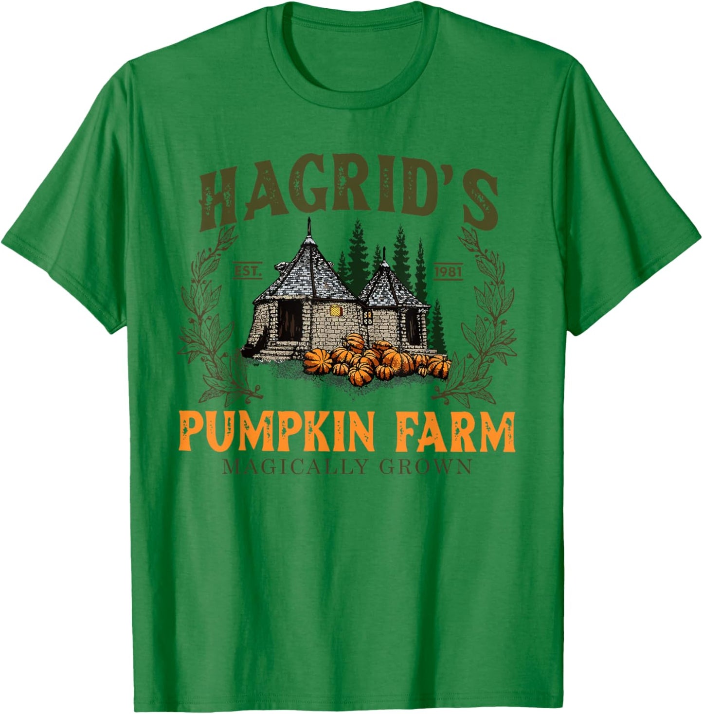 Hagrids Pumpkin Farm Magically Grown Halloween Spooky Season T-Shirt - T-Shirt | Irish Green